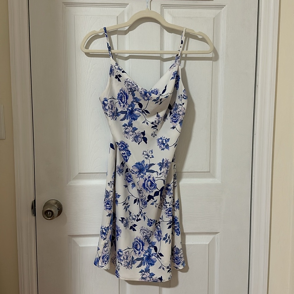 UO Mallory Printed Cowl Neck Slip Dress